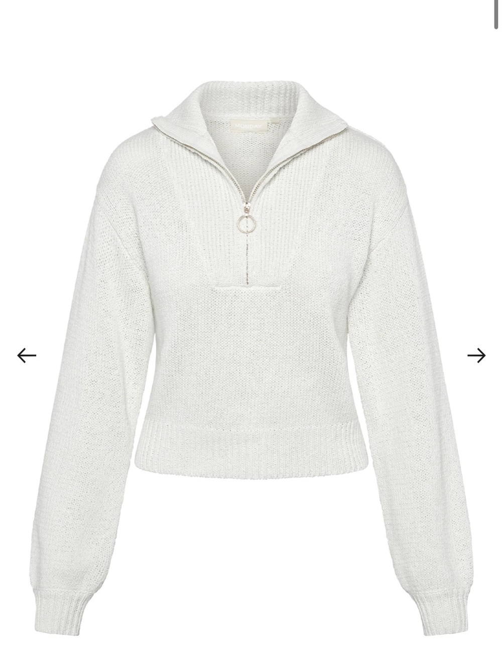 Monday Swimwear LISBON QUARTER ZIP SWEATER - WHITE